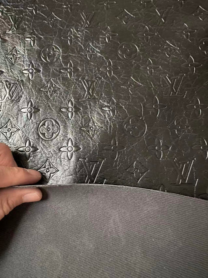 Craft LV Elephant Texture Leather Fabric For Handmade Sneaker ,Shoes,Bag ,Handicraft Goods (Black)