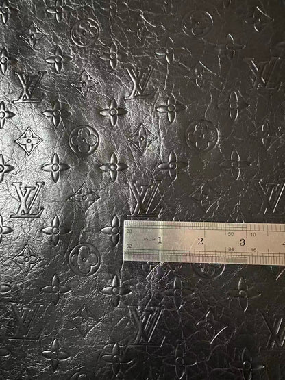 Craft LV Elephant Texture Leather Fabric For Handmade Sneaker ,Shoes,Bag ,Handicraft Goods (Black)