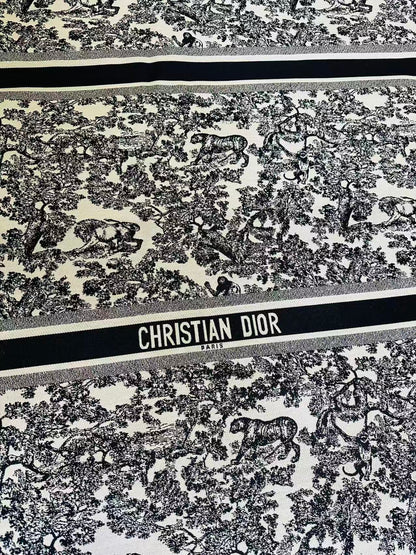 Best Quality Dior With Animal Canvas Jacquard Cloth Fabric For Handmade Sewing ,Furniture,Upholstery Goods By Yard (Black)