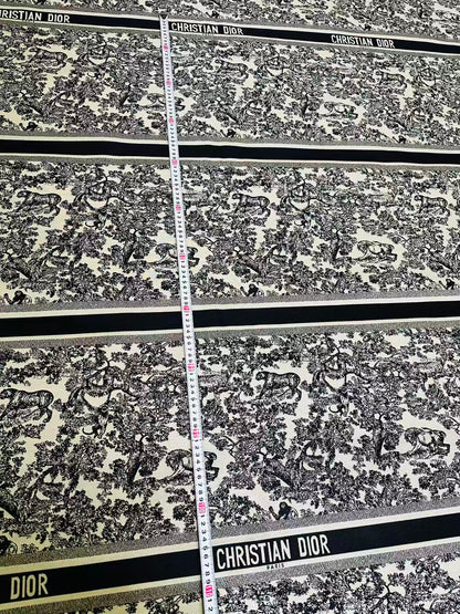 Best Quality Dior With Animal Canvas Jacquard Cloth Fabric For Handmade Sewing ,Furniture,Upholstery Goods By Yard (Black)