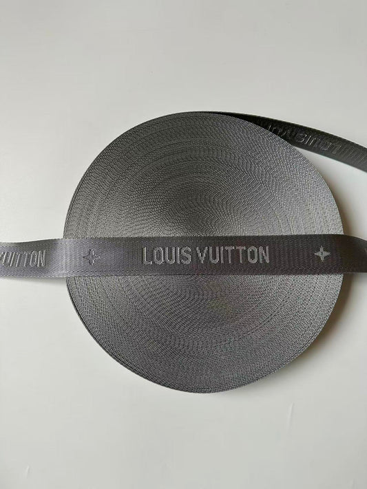 Craft LV 1.5 Inch Handmade Trim Embroidered Gray Stripe Ribbon By Yard