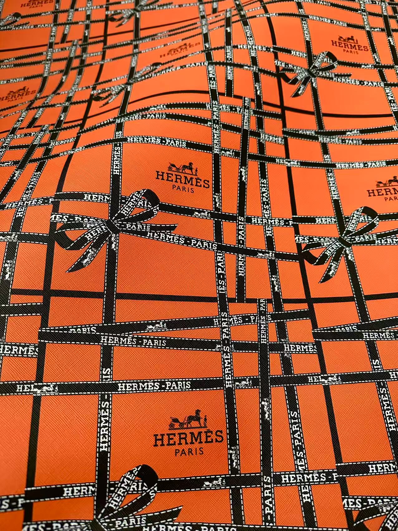 Fashion Hermes With Bow Design Leather Fabric For Handmade Shoes, Upholstery Goods By Yard
