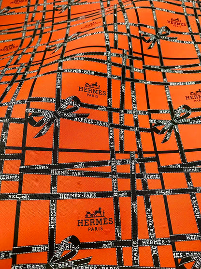 Fashion Hermes With Bow Design Leather Fabric For Handmade Shoes, Upholstery Goods By Yard