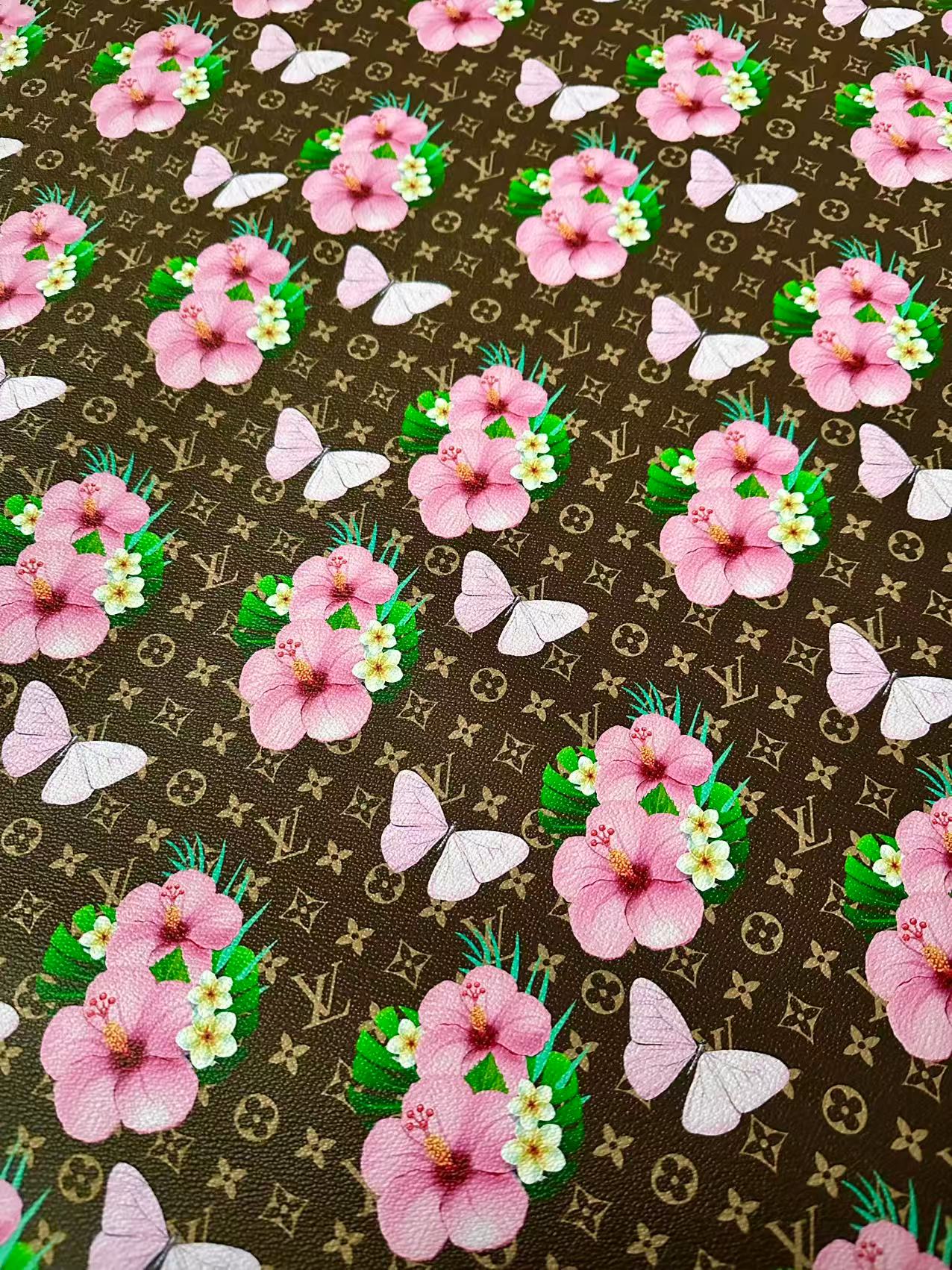 Fashion Flower With Butterfly Leather Fabric For Handmade Sneaker, Upholstery Handicraft goods