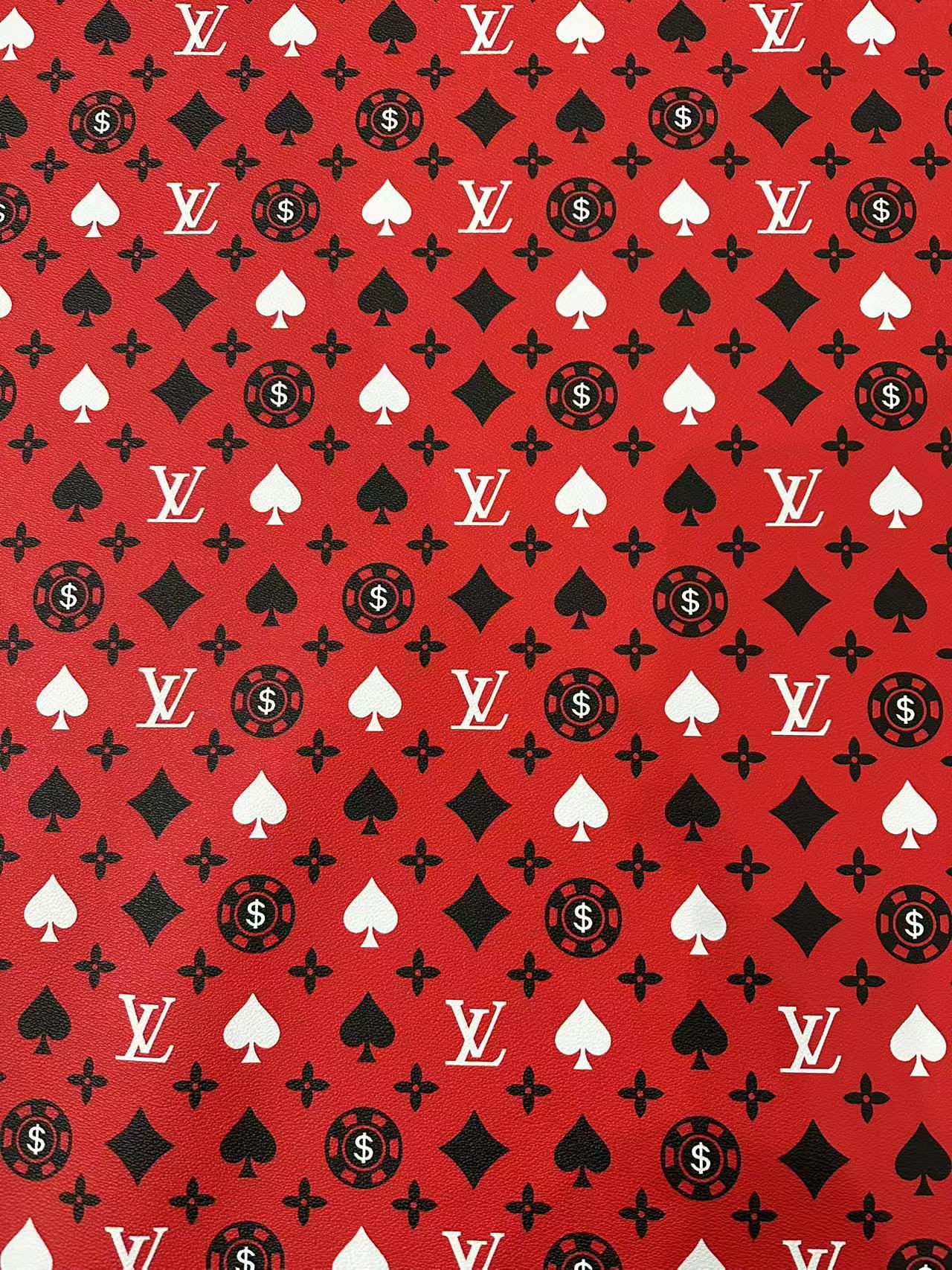 Craft Playing Cards With LV Leather Fabric For Handmade Shoes, Sneaker Handicraft Goods By Yard