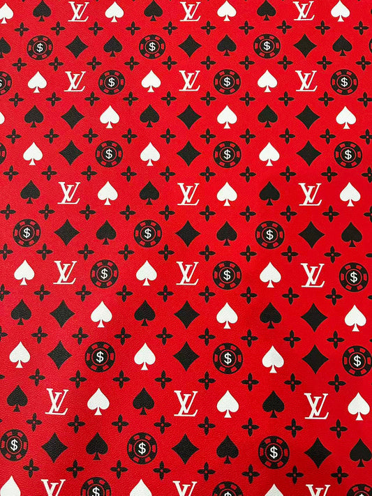Craft Playing Cards With LV Leather Fabric For Handmade Shoes, Sneaker Handicraft Goods By Yard