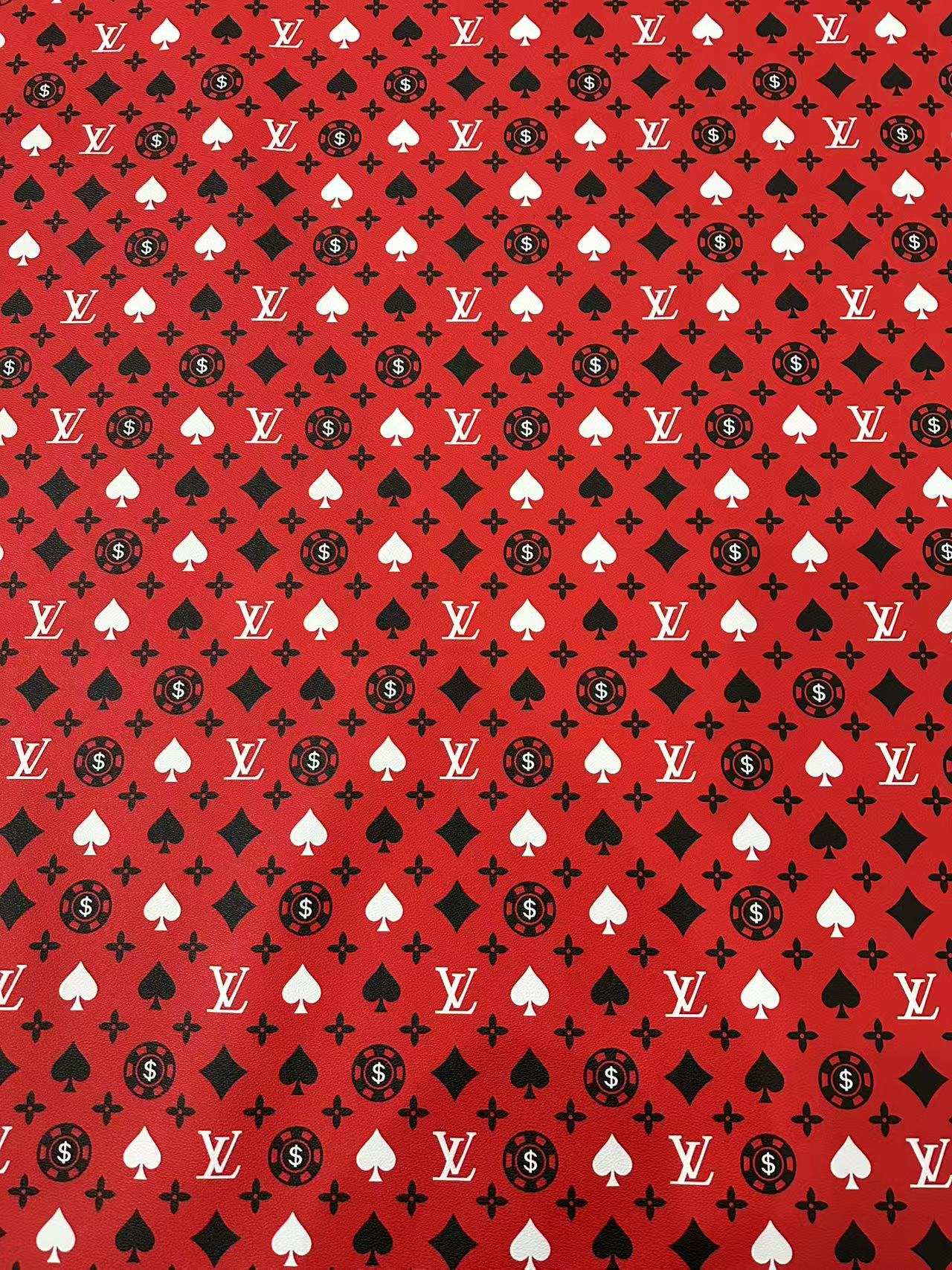 Craft Playing Cards With LV Leather Fabric For Handmade Shoes, Sneaker Handicraft Goods By Yard