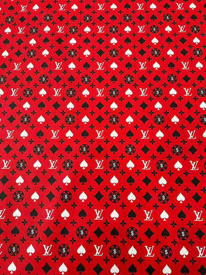 Craft Playing Cards With LV Leather Fabric For Handmade Shoes, Sneaker Handicraft Goods By Yard