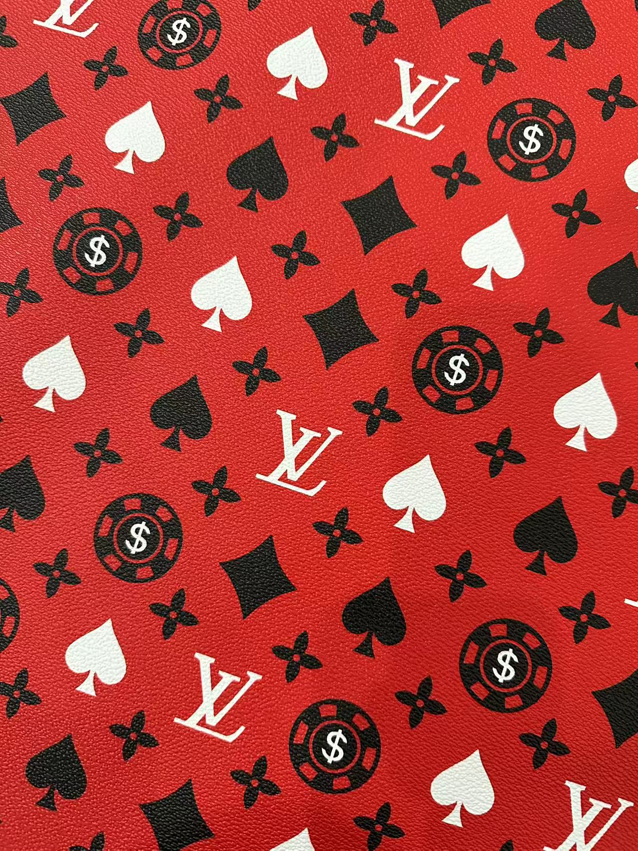 Craft Playing Cards With LV Leather Fabric For Handmade Shoes, Sneaker Handicraft Goods By Yard