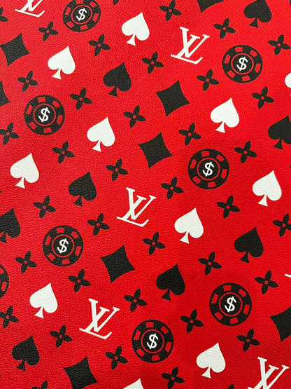 Craft Playing Cards With LV Leather Fabric For Handmade Shoes, Sneaker Handicraft Goods By Yard
