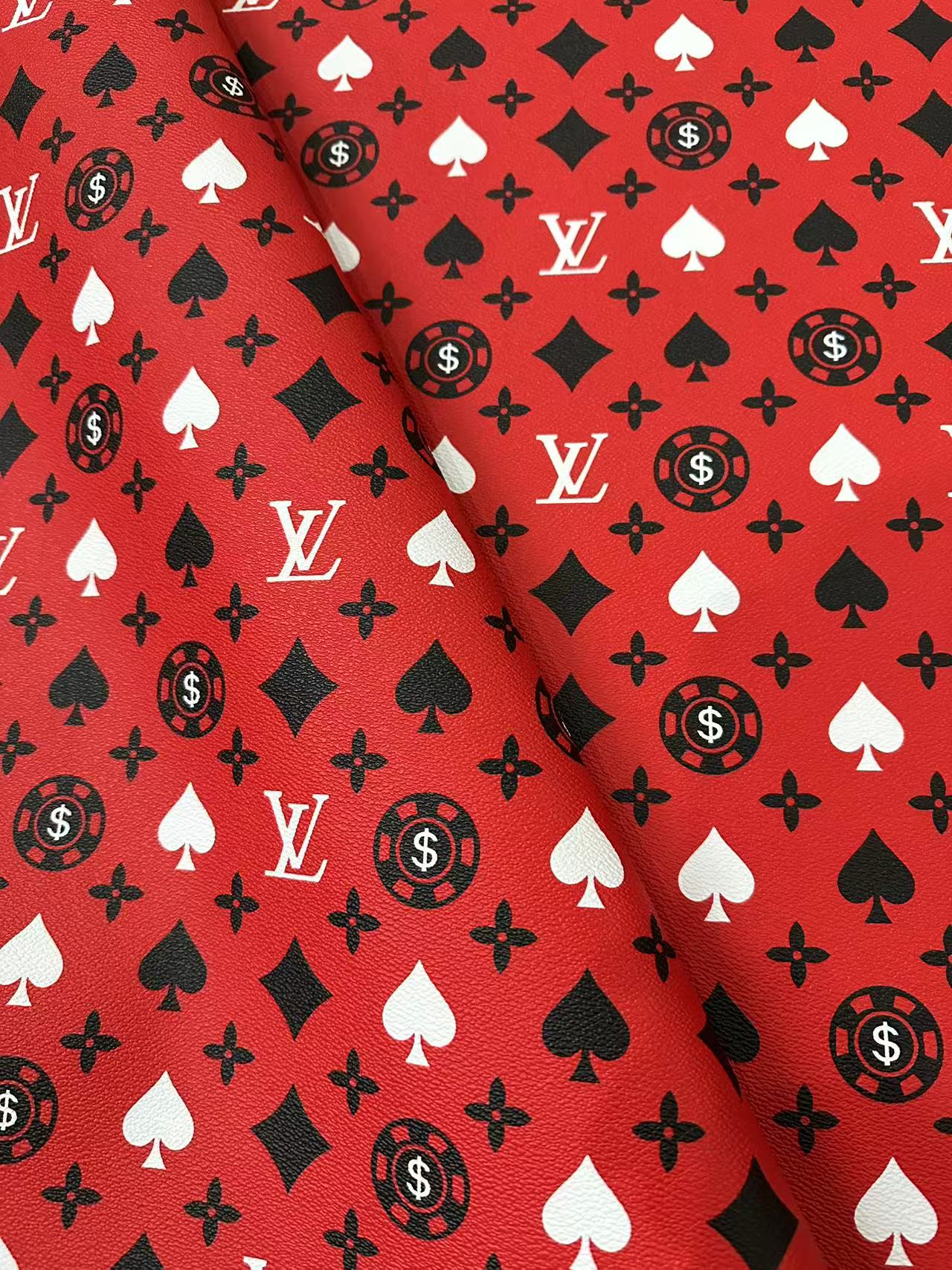 Craft Playing Cards With LV Leather Fabric For Handmade Shoes, Sneaker Handicraft Goods By Yard