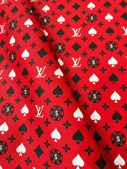 Craft Playing Cards With LV Leather Fabric For Handmade Shoes, Sneaker Handicraft Goods By Yard