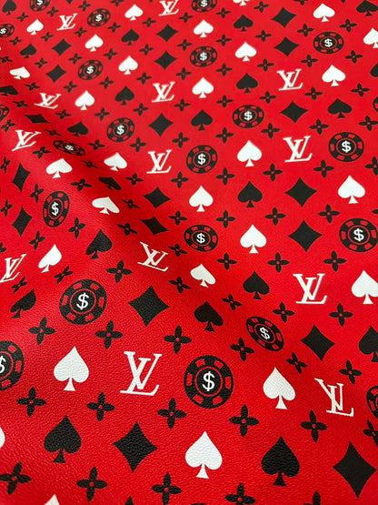 Craft Playing Cards With LV Leather Fabric For Handmade Shoes, Sneaker Handicraft Goods By Yard