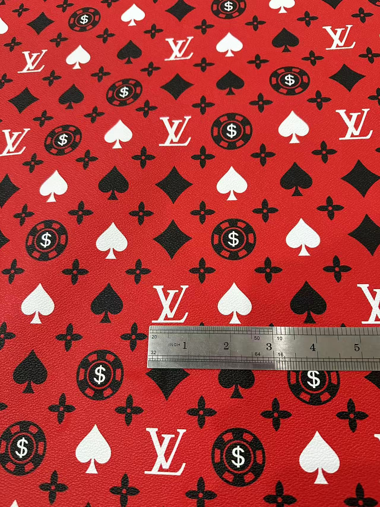 Craft Playing Cards With LV Leather Fabric For Handmade Shoes, Sneaker Handicraft Goods By Yard