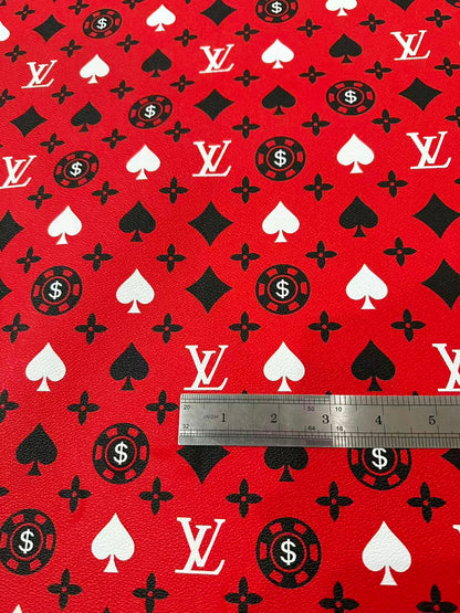 Craft Playing Cards With LV Leather Fabric For Handmade Shoes, Sneaker Handicraft Goods By Yard