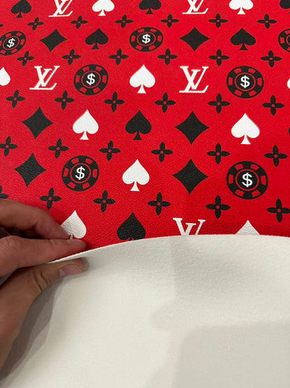 Craft Playing Cards With LV Leather Fabric For Handmade Shoes, Sneaker Handicraft Goods By Yard