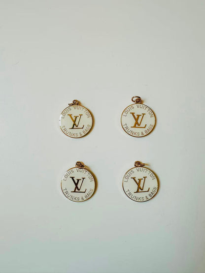 Craft 30MM LV Metal Pendant Accessory For Handmade DIY Goods(White)
