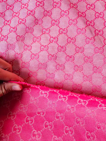 Classic Gucci Jacquard Fabric Cloth, Fabric Bags Fabric Shoes Fabric Hat Fabric good quality (Deep Pink)