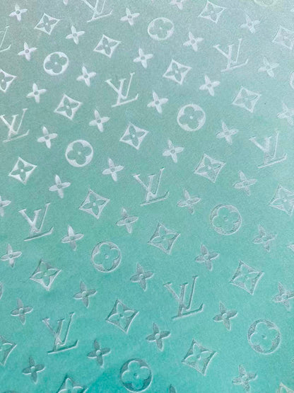 Popular Luxury LV Knitting Velvet Fabric For Handmade Sneaker,Car Upholstery and Apparel By Yard(Light Tiffany Blue)