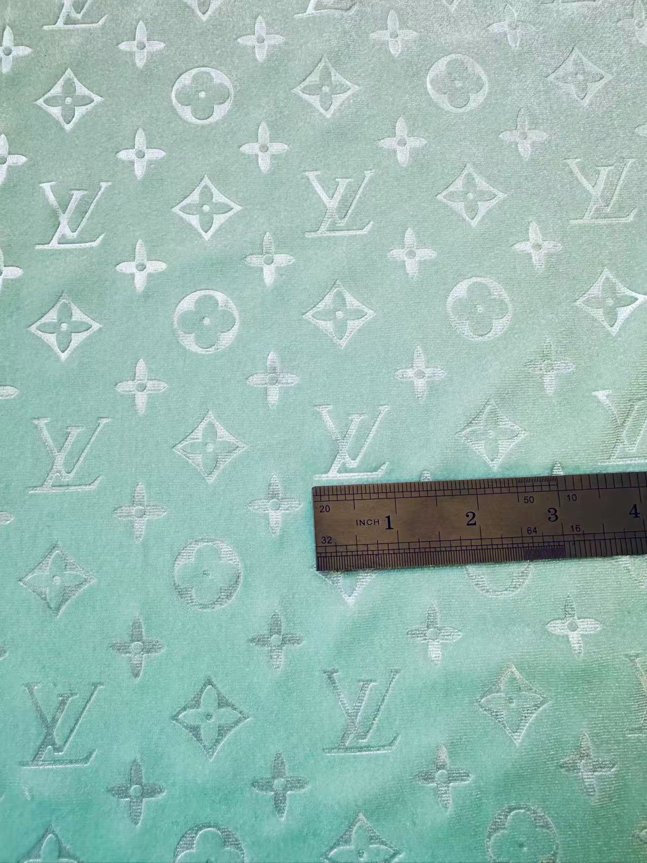 Popular Luxury LV Knitting Velvet Fabric For Handmade Sneaker,Car Upholstery and Apparel By Yard(Light Tiffany Blue)