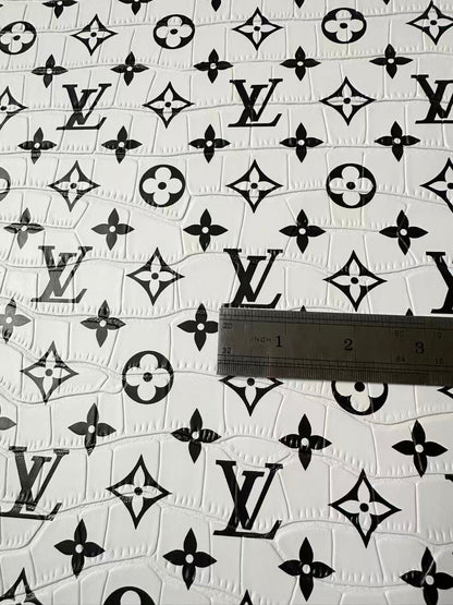 Craft LV Crocodile Texture Alligator Leather Fabric For Handmade Sneaker, Bag Upholstery Goods By Yard (White)