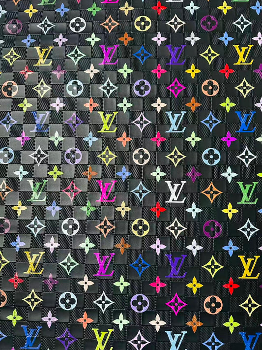 Fashion Monogram Plaid Colorful LV Embossed Leather For Handmade Shoes,Upholstery Goods By Yard