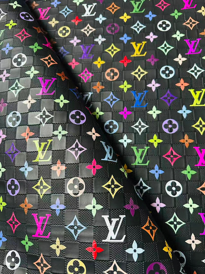 Fashion Monogram Plaid Colorful LV Embossed Leather For Handmade Shoes,Upholstery Goods By Yard