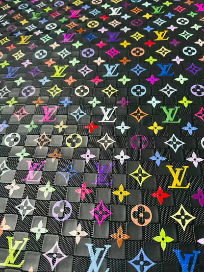 Fashion Monogram Plaid Colorful LV Embossed Leather For Handmade Shoes,Upholstery Goods By Yard