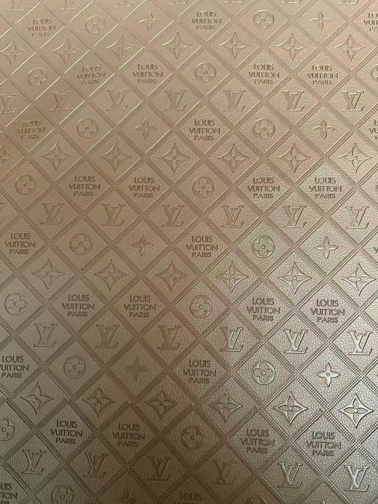 Craft Brown Chocolate LV Embossed Leather For Handmade Bag ,Shoes,Car Seat Goods By Yard