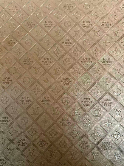 Craft Brown Chocolate LV Embossed Leather For Handmade Bag ,Shoes,Car Seat Goods By Yard