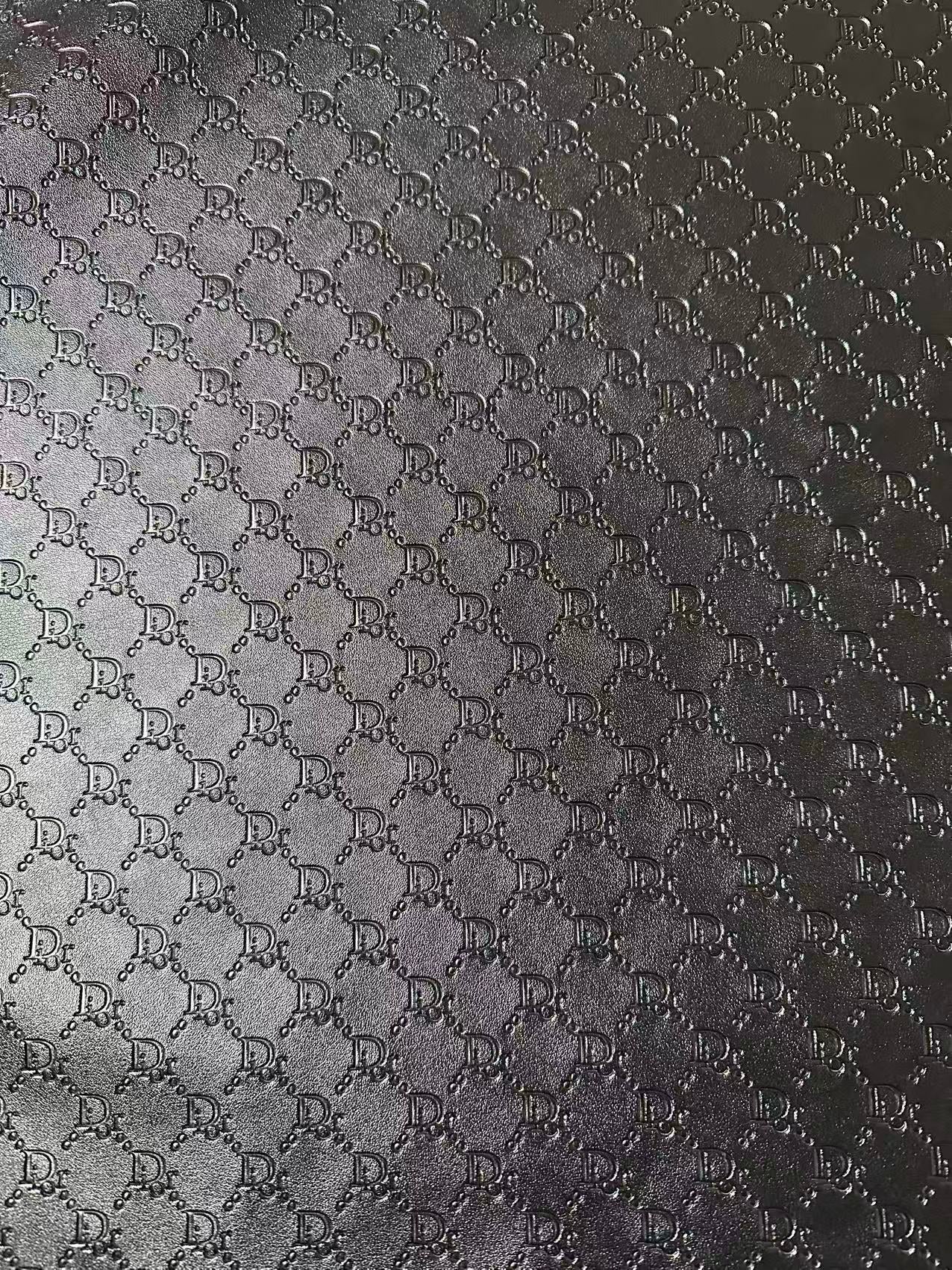 Craft Black Dior Embossed Leather Fabric For Handmade Sneaker,Car Upholstery Goods By Yard