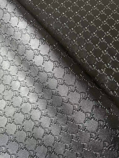 Craft Black Dior Embossed Leather Fabric For Handmade Sneaker,Car Upholstery Goods By Yard