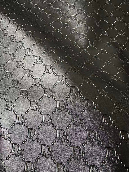 Craft Black Dior Embossed Leather Fabric For Handmade Sneaker,Car Upholstery Goods By Yard