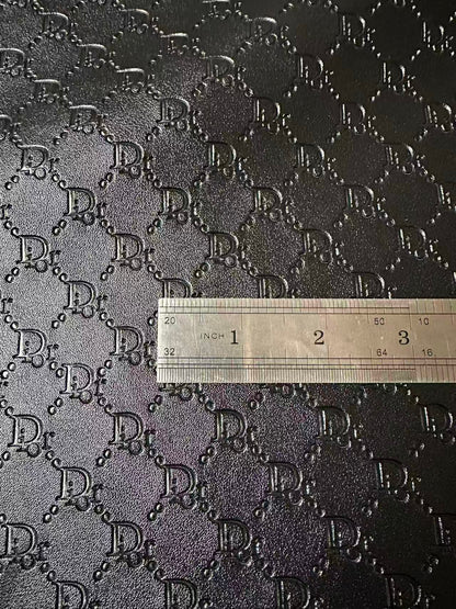 Craft Black Dior Embossed Leather Fabric For Handmade Sneaker,Car Upholstery Goods By Yard