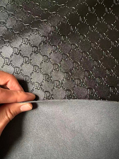 Craft Black Dior Embossed Leather Fabric For Handmade Sneaker,Car Upholstery Goods By Yard