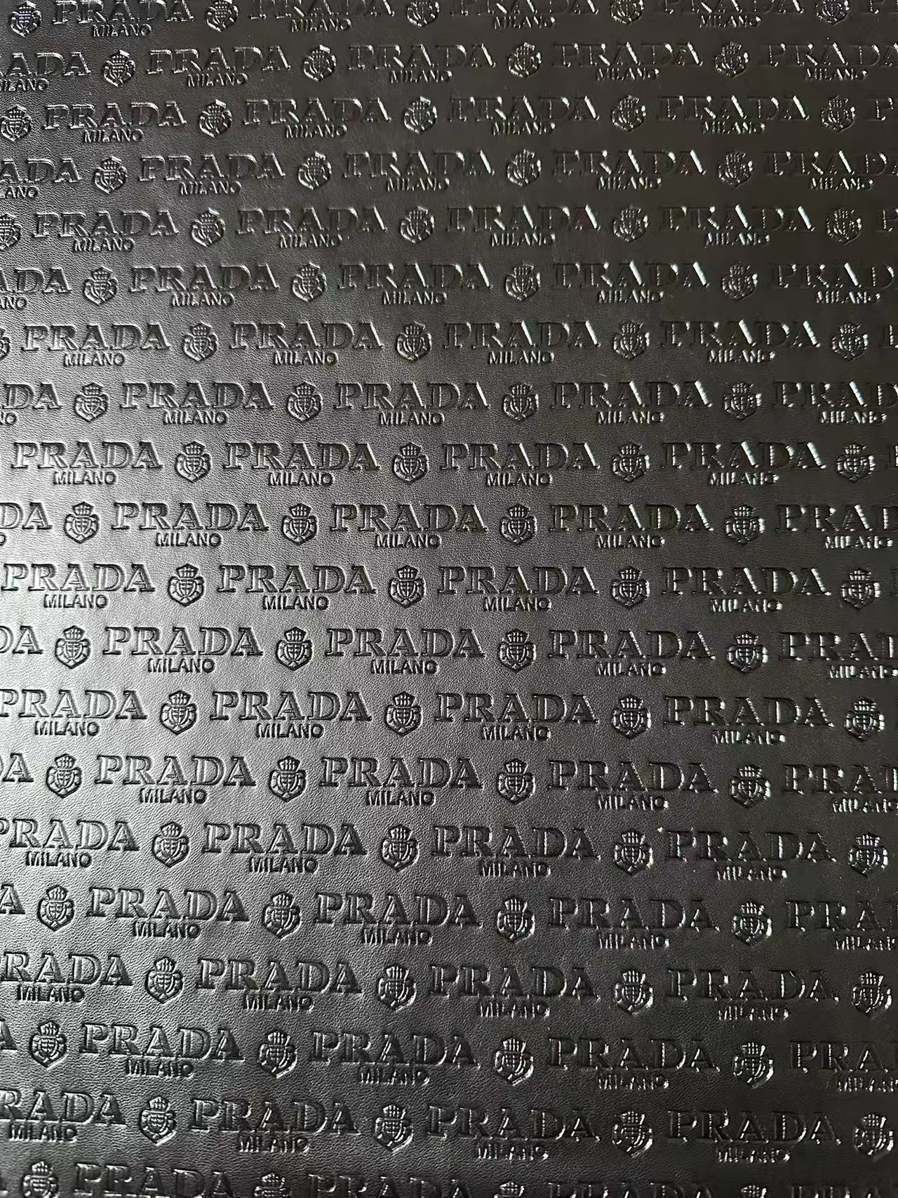 Craft Black Prada Embossed Leather Fabric For Handmade Shoes,Car Upholstery Goods By Yard