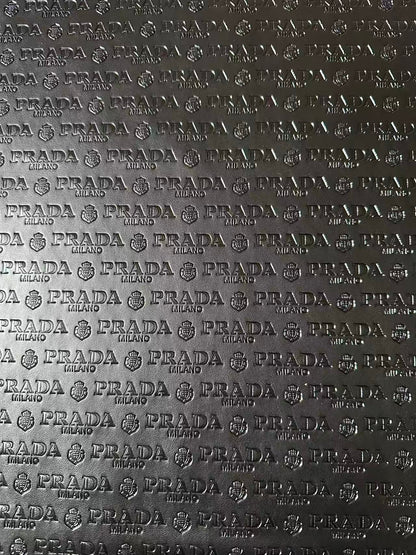 Craft Black Prada Embossed Leather Fabric For Handmade Shoes,Car Upholstery Goods By Yard