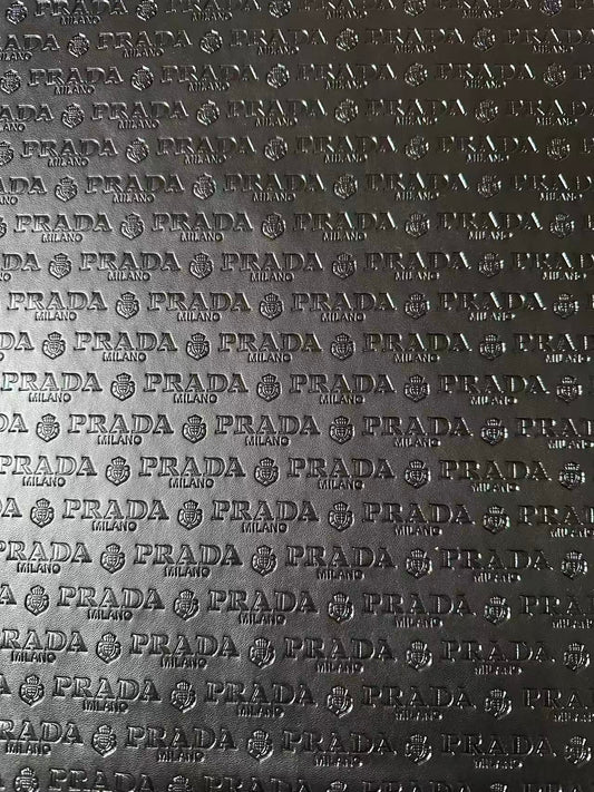 Craft Black Prada Embossed Leather Fabric For Handmade Shoes,Car Upholstery Goods By Yard