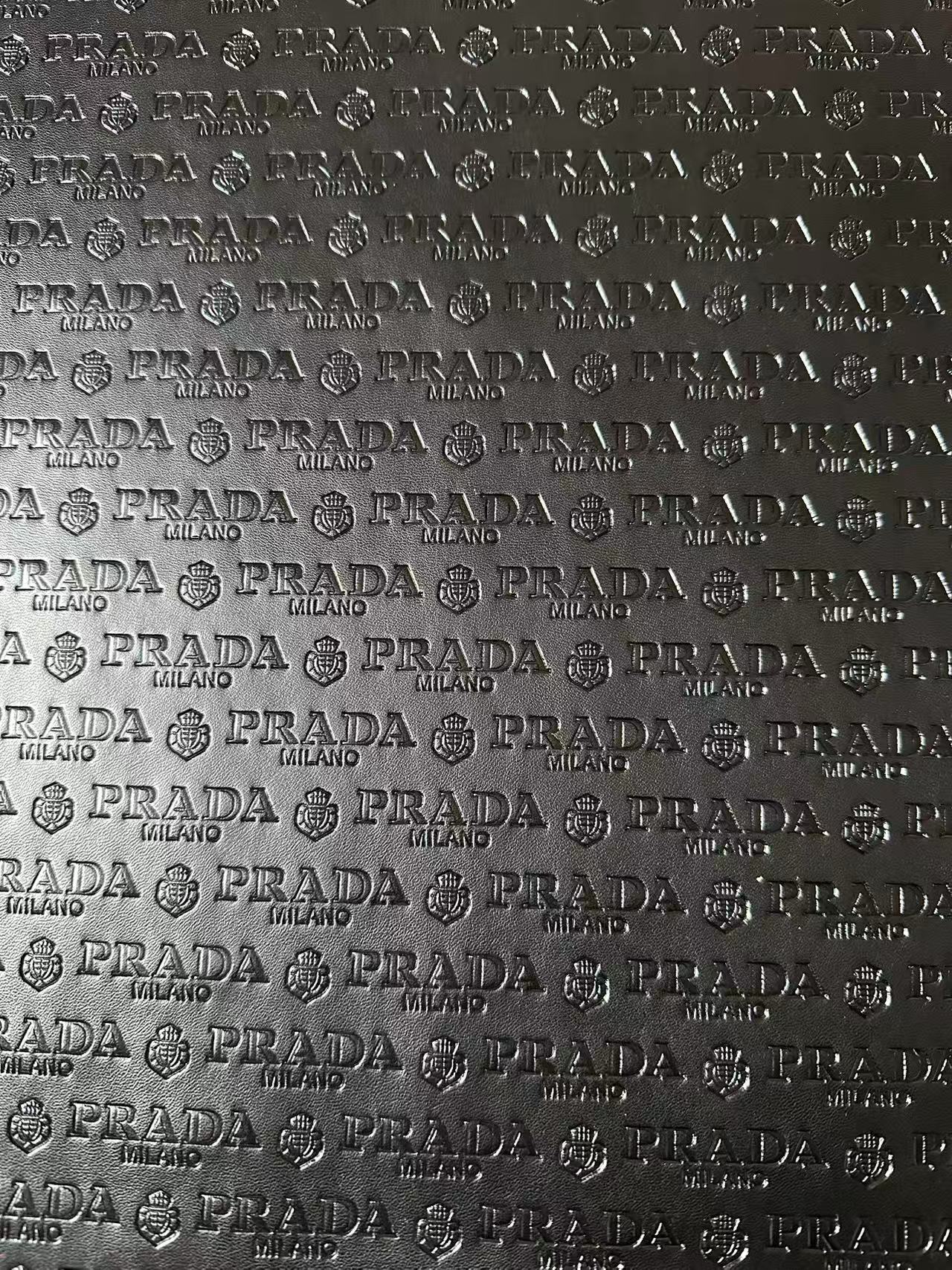 Craft Black Prada Embossed Leather Fabric For Handmade Shoes,Car Upholstery Goods By Yard
