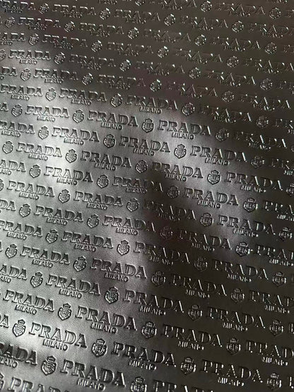 Craft Black Prada Embossed Leather Fabric For Handmade Shoes,Car Upholstery Goods By Yard