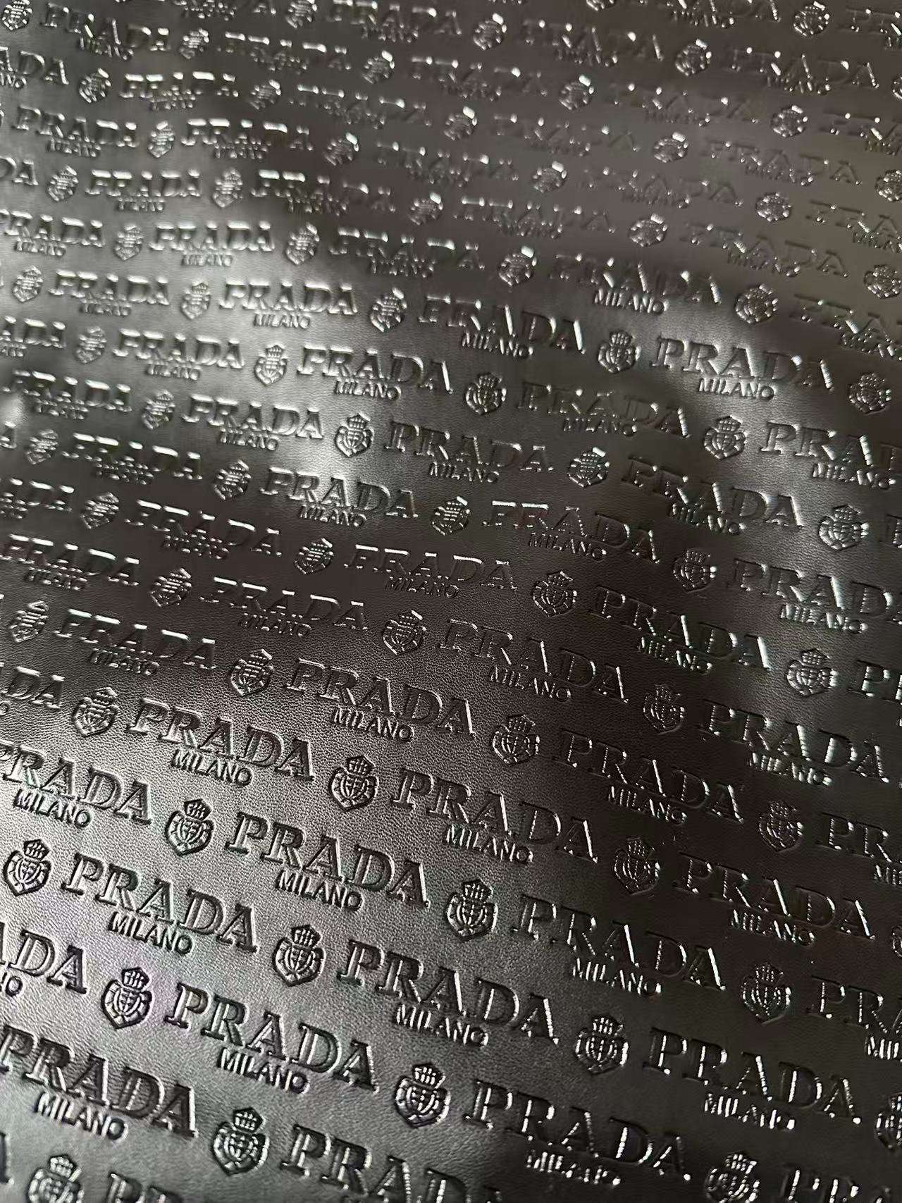 Craft Black Prada Embossed Leather Fabric For Handmade Shoes,Car Upholstery Goods By Yard