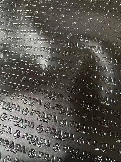 Craft Black Prada Embossed Leather Fabric For Handmade Shoes,Car Upholstery Goods By Yard
