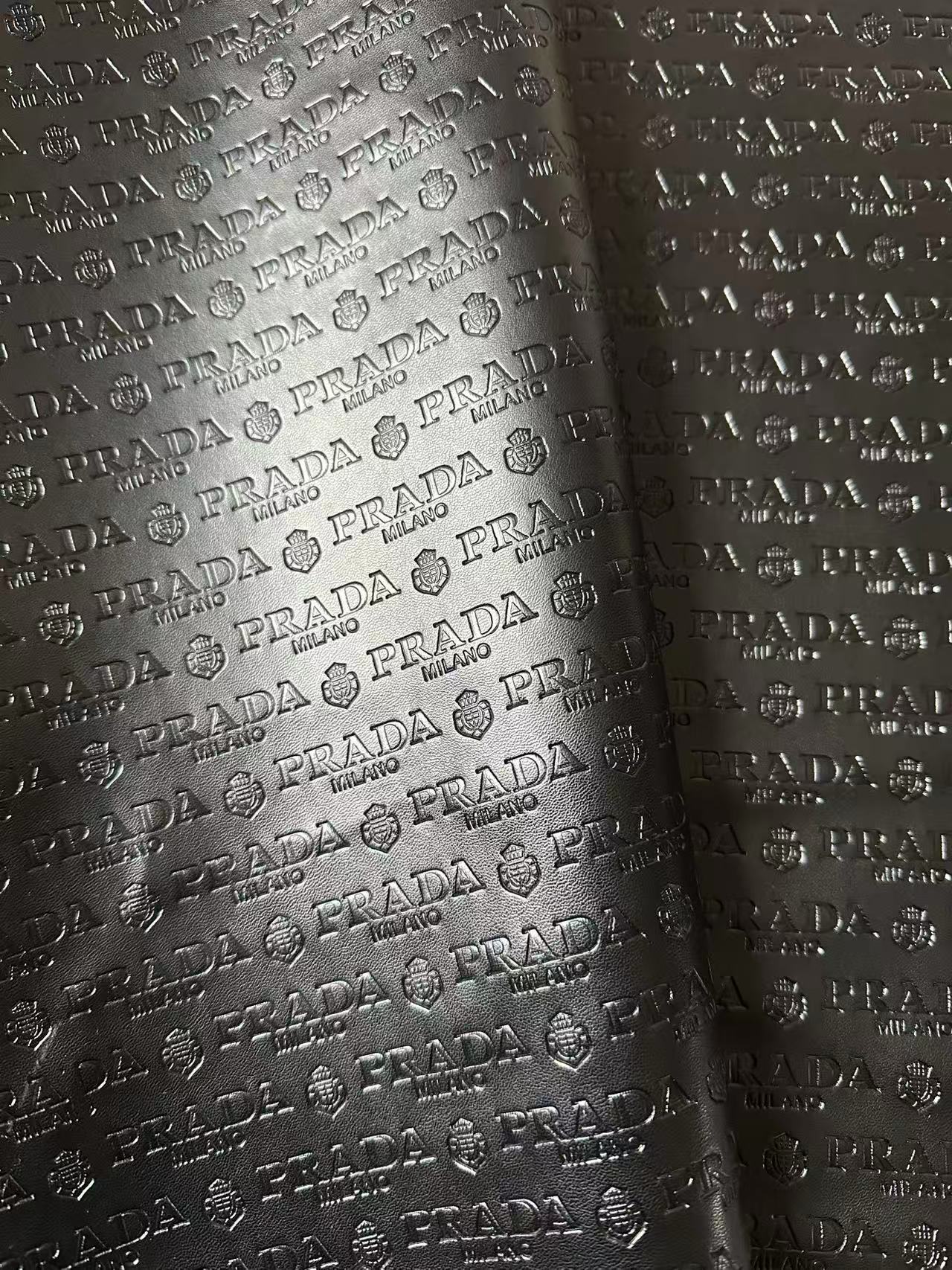 Craft Black Prada Embossed Leather Fabric For Handmade Shoes,Car Upholstery Goods By Yard