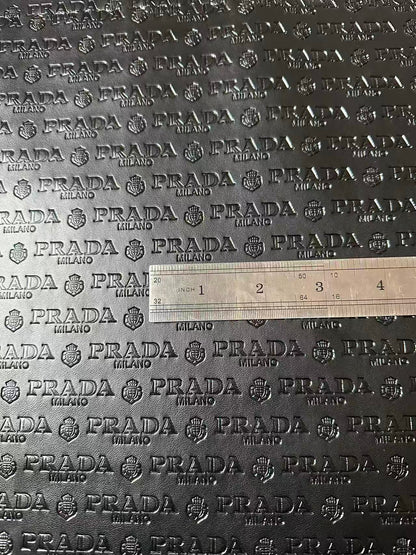 Craft Black Prada Embossed Leather Fabric For Handmade Shoes,Car Upholstery Goods By Yard