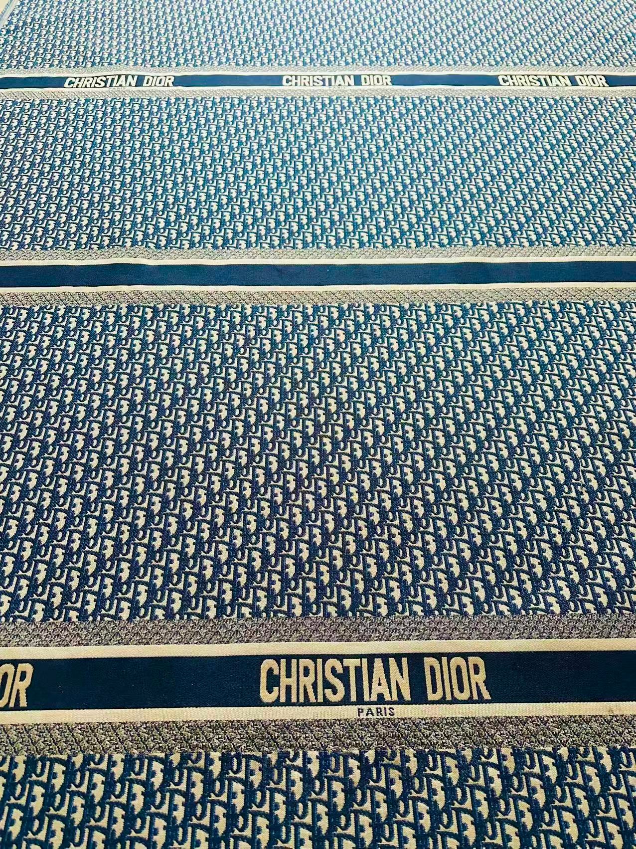 Best Quality Dior Straps Canvas Jacquard Cloth Fabric For Handmade Sewing ,Furniture,Upholstery Clothing (Navy Blue)