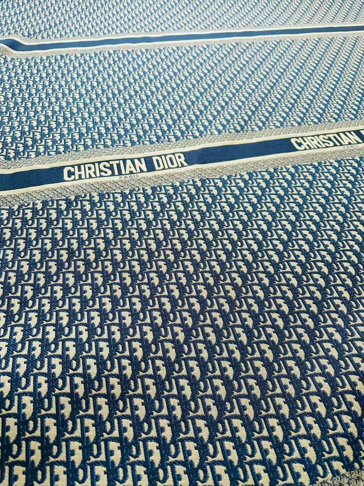 Best Quality Dior Straps Canvas Jacquard Cloth Fabric For Handmade Sewing ,Furniture,Upholstery Clothing (Navy Blue)