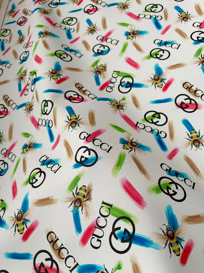 Fashion Gucci With Bee Leather Fabric For Handmade Shoes , Bag ,Upholstery Goods By Yard
