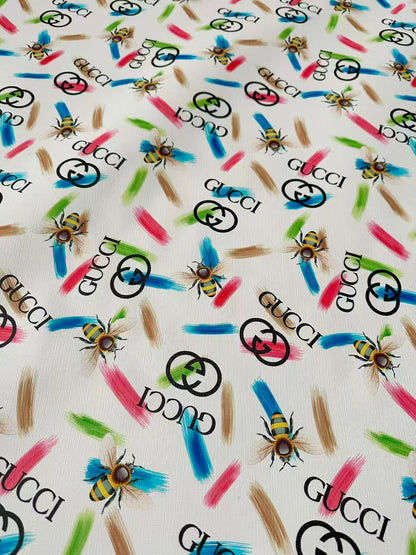 Fashion Gucci With Bee Leather Fabric For Handmade Shoes , Bag ,Upholstery Goods By Yard