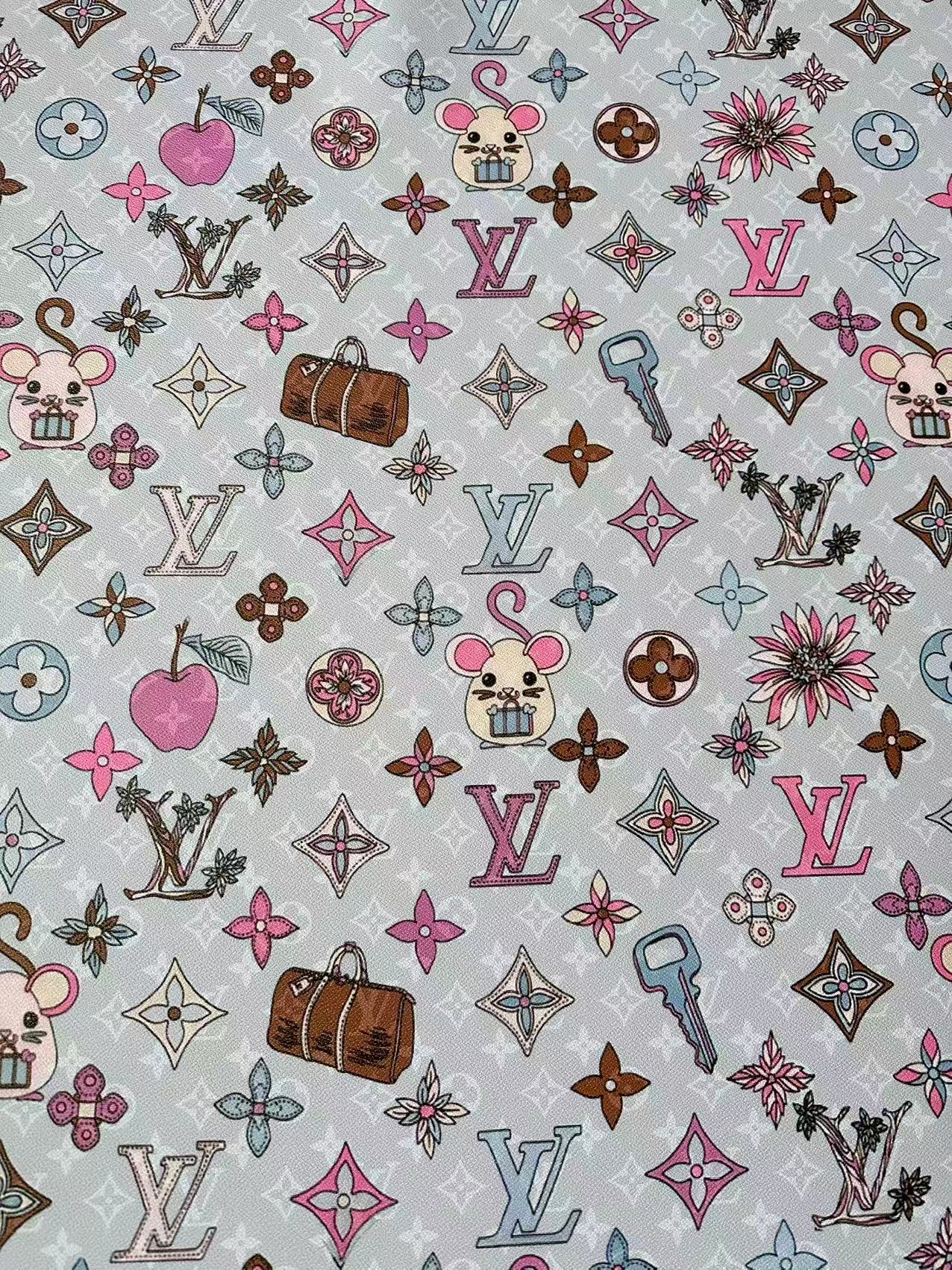 Fashion Purple LV With DIY Mouse Leather Fabric For Handmade Shoes,Upholstery Goods By Yard
