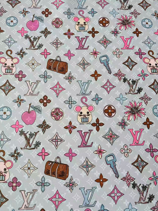 Fashion Purple LV With DIY Mouse Leather Fabric For Handmade Shoes,Upholstery Goods By Yard